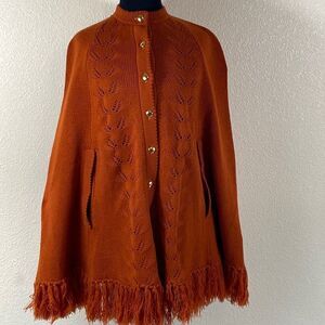 Vintage Sweater Bee Poncho Knit Bee One Size